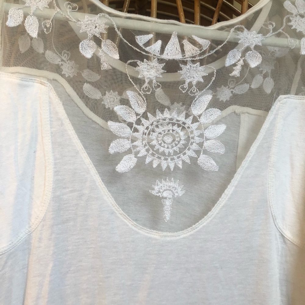 Free People New Romantics white long sleeve top with embroidered details small - Picture 7 of 7